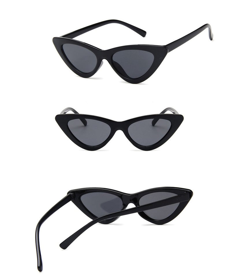 FOURCHEN Retro Vintage Narrow Cat Eye Sunglasses for kids Clout Goggles Plastic Frame (cateye white+cateye black) - Image 3